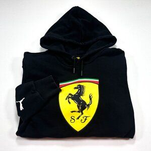 Puma Hoodie Men's Medium Black Scuderia Ferrari F1 Racing Shield Pullover
